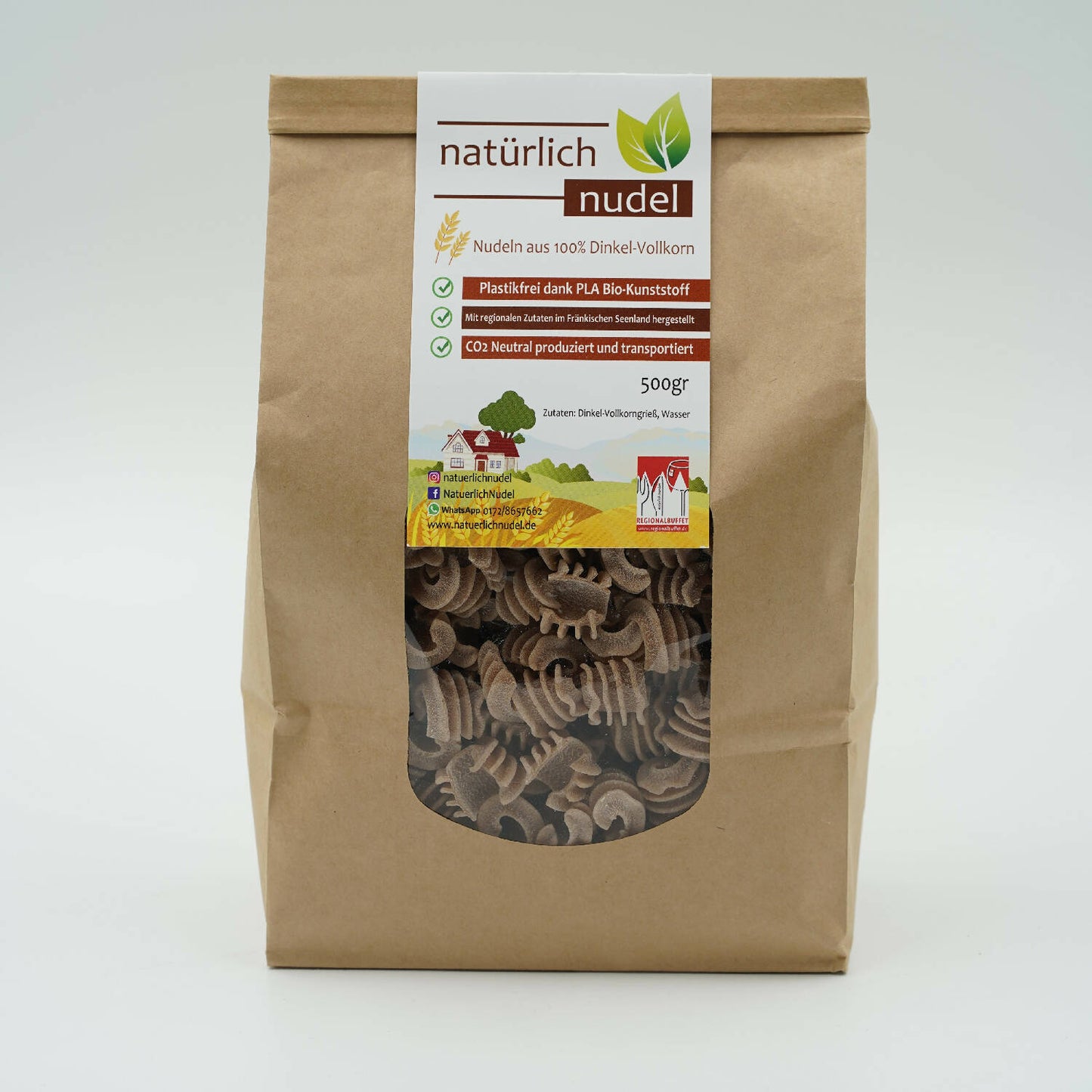 Dinkel-Vollkorn Radiatore 500g - vegan, plastikfrei