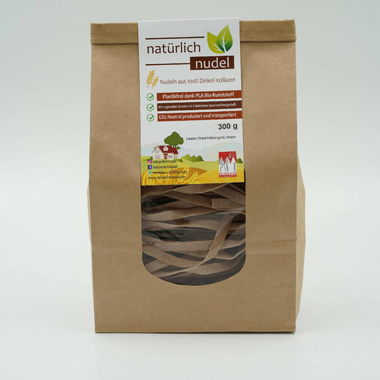 Dinkel-Vollkorn Bandnudeln 300g - vegan, plastikfrei